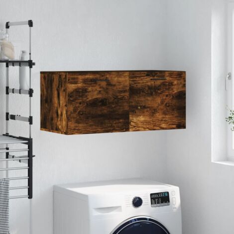 Tidyard Mobile Pensile A Muro Moderno - Rovere Fumo - 60x31x60 Cm - 2 Ante E 2 Ripiani - Armadio Sospeso Per Bagno/Cucina