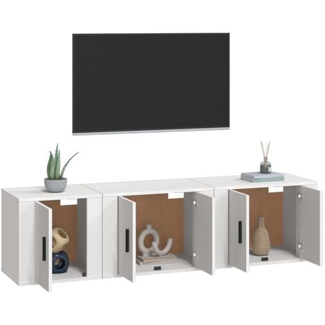 Maison Exclusive - Set Mobili Porta TV 3 pz Bianco in Legno Multistrato