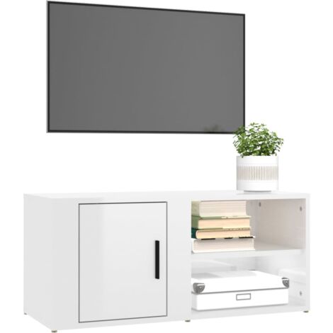 2 pz Mobili TV，Mobili Porta TV，Tavolino TV，Mobile da soggiorno Bianco  Lucido 80x31,5x36cm