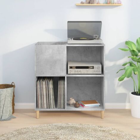 Mobile Porta Dischi Grigio，Mobili TV，Armadio da soggiorno Cemento 84,5x38x89  Legno Multistrato CNWI824037 MaisonChic