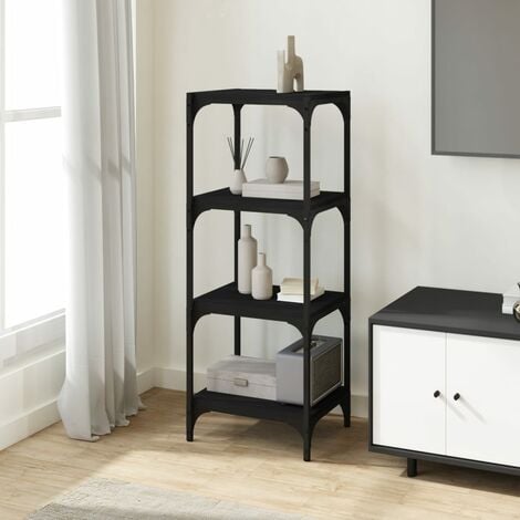 Librerie，Mobile Porta Libri，Scaffale/Armadio per Libri Nero 40x33x100cm  Legno Multistrato e Acciaio CNWI536313 MaisonChic