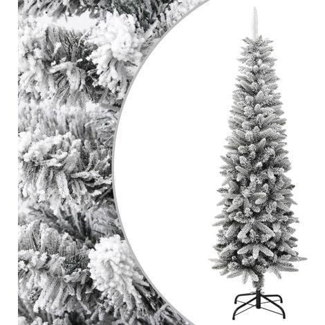 Albero Natale Artificiale，Albero effetto Realistico Sottile Neve Floccata  180cm，Decorazioni natalizie PVC e PE CNWI846605