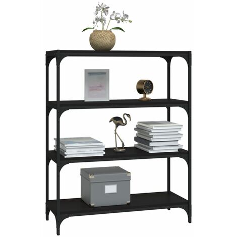 Librerie，Mobile Porta Libri，Scaffale/Armadio per Libri Nero 80x33x100cm Legno  Multistrato e Acciaio CNWI223781 MaisonChic