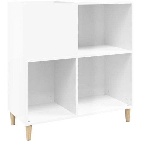 Mobile Porta Dischi Bianco，Mobili TV，Armadio da soggiorno Lucido 84,5x38x89  Legno Multistrato CNWI790284 MaisonChic