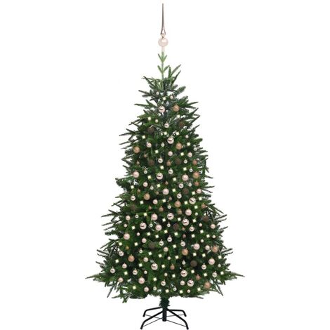 Albero Natale Artificiale，Albero effetto Realistico con LED Palline Verde  240 cm，Decorazioni natalizie PVC e