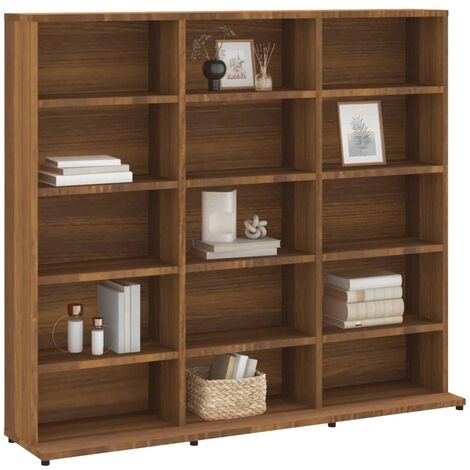 Librerie，Armadio Porta CD，Scaffale/Armadio per CD Rovere Marrone  102x23x89,5 cm Legno Multistrato CNWI163020