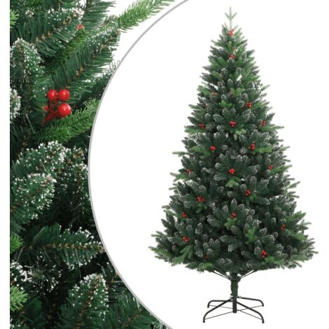 Albero Natale Artificiale，Albero effetto Realistico Incernierato con Bacche  Rosse 120 cm，Decorazioni natalizie CNWI217344 MaisonChic