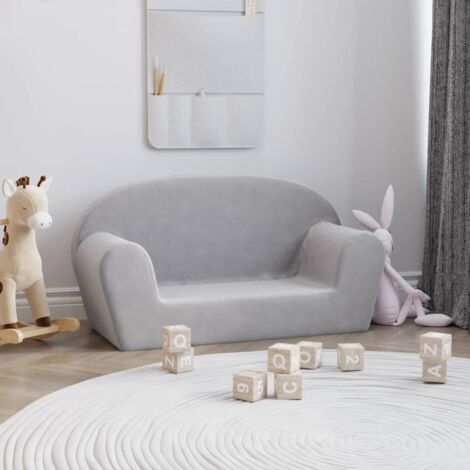 Divano per Bambini a 2 Posti，Poltroncina per Bambini，Divano relax Sofà per  Bambini Grigio Chiaro