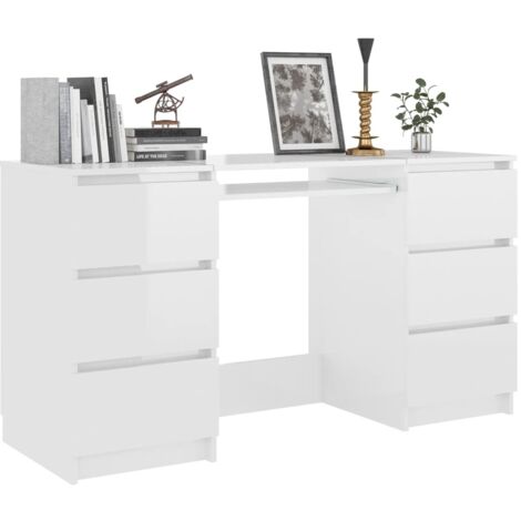 Inter Link Scrivania Porta PC con Ruote Truciolare, 80 x 50 x 75 cm, Bianco