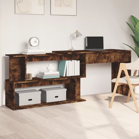 Scrivania,Scrivania per Computer,Tavolo da studio Angolare Rovere Fumo 200x50x76cm in Legno Multistrato XZZ729952 MaisonChic
