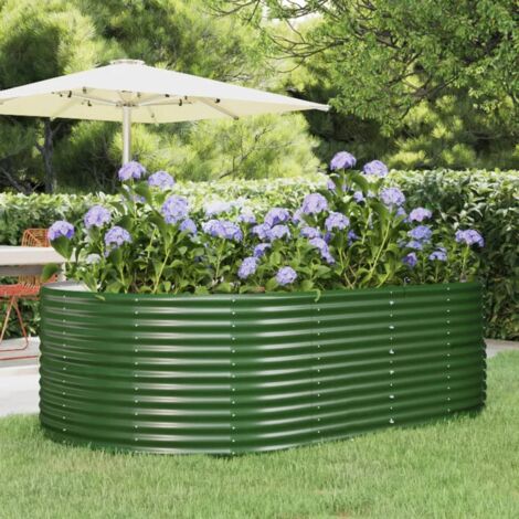 Fioriere Giardino，Letto Giardino，Orti rialzati Acciaio Verniciato Polvere  212x140x68 cm Verde XZZ895199 MaisonChic