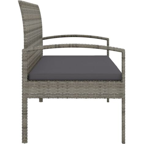 Homgoday Panca da Giardino con Cuscino Grigia 105 cm in Polyrattan