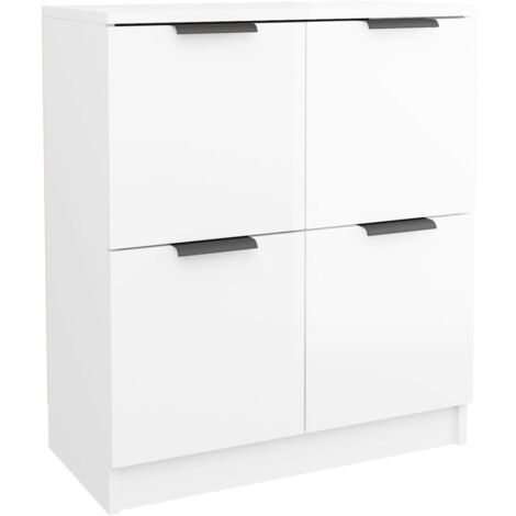 2 pz Credenze，Madia per salotto，Buffet da cucina Moderna Bianco Lucido  60x30x70 cm in Legno