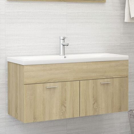 Mobile Sottolavabo，Armadietto da Bagno Sotto Lavello，Credenza Sottolavabo  Rovere Sonoma 100x38,5x46 cm in Truciolato XZZ777909 MaisonChic