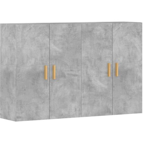 2 pz Armadietti a Parete，Armadietto a Muro，Mobiletto da bagno，Credenza  Grigio Cemento in Legno Multistrato CWW138420 MaisonChic