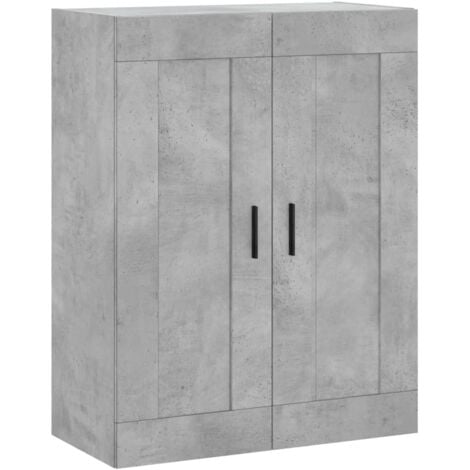 2 pz Armadietti a Parete，Armadietto a Muro，Mobiletto da bagno，Credenza  Grigio Cemento in Legno Multistrato CWW274631 MaisonChic