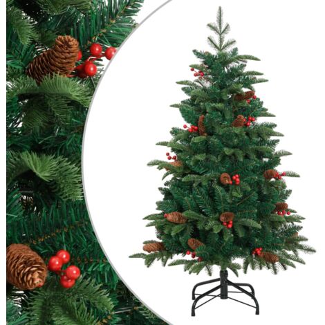 Albero Natale Artificiale, Albero effetto Realistico Incernierato con Pigne  e Bacche 150cm vidaXL