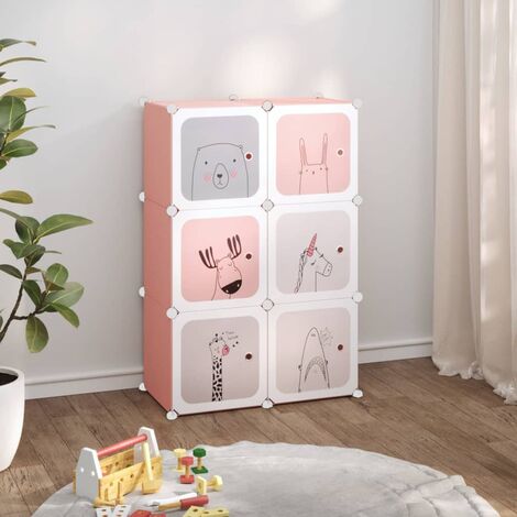 Vidaxl Scaffale portaoggetti per bambini con 6 Cubi Rosa in Pp