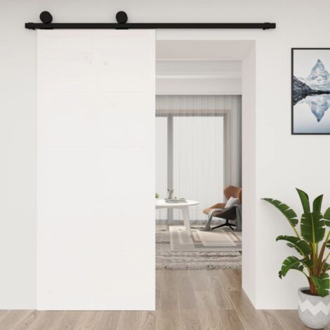 Porta del Granaio Bianca 90x1,8x214 cm Legno Massello di Pino vidaXL 80895