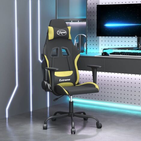 Sedia da Gaming Nero e Verde Chiaro in Tessuto vidaXL 58624