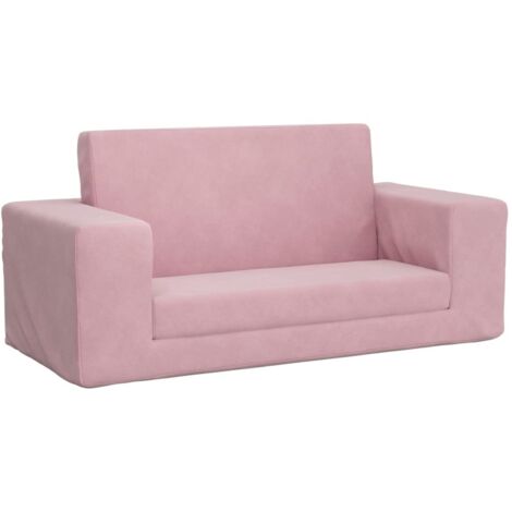 Divano Letto Per Bambini In Peluche Rosa - 2 Posti Trasformabile E Super Morbido - Foto 9