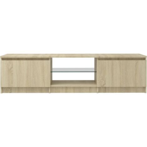 Mobile Porta TV Mobile da soggiorno con Luci LED Rovere Sonoma 140x40x35,5  cm ITD67913