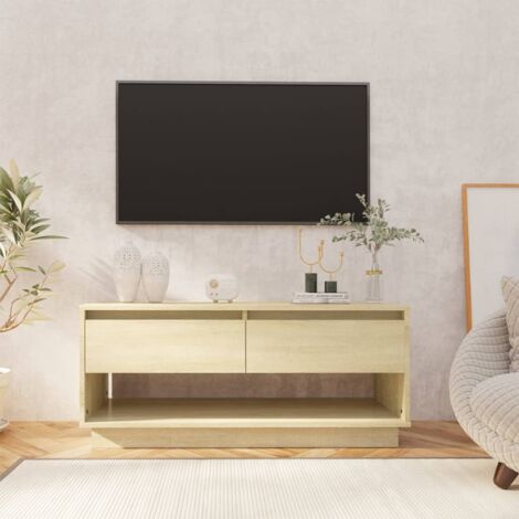 Mobile TV In Truciolato Rovere Sonoma - Dimensioni 100x30x30 Cm, 2 Ante, Design Elegante, Per Soggiorno
