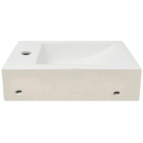 Lavabo Bagno Lavandino da appoggio Ceramica Lusso Rettangolare Foro di  Trabocco e Foro Rubinetto ITD98593