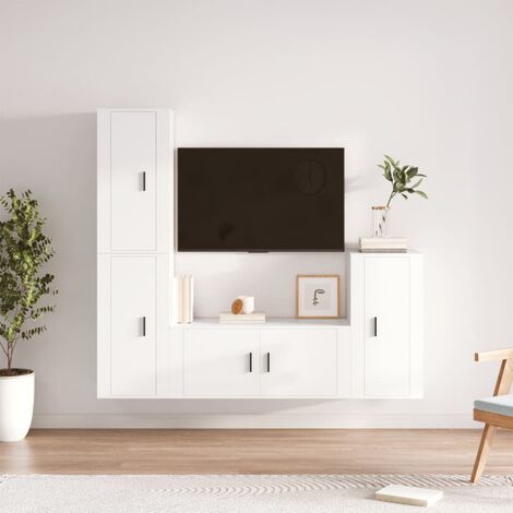 Set di 4 Mobile Porta TV Mobile da soggiorno Bianco in Legno Multistrato  ITD40421