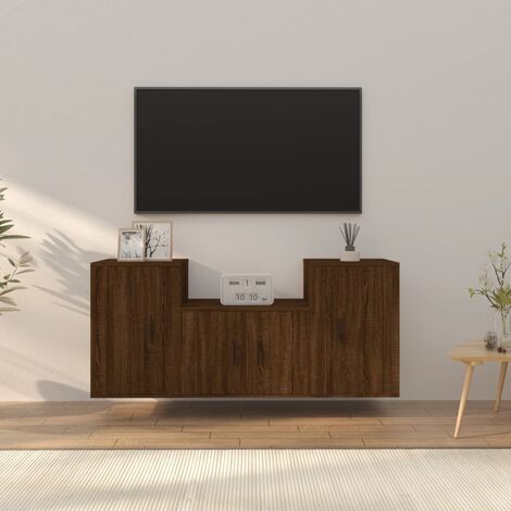 Set Mobile Porta TV 3 pz Mobile da soggiorno Rovere Marrone in Legno  Multistrato ITD83764