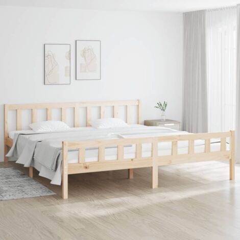 Letto Matrimoniale Moderno Struttura Letto Giroletto in Legno Massello  180x200 cm 6FT Super King ITD94453