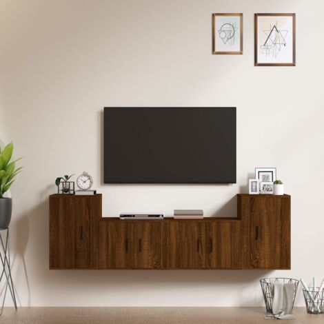 Set Mobile Porta TV 4 pz Mobile da soggiorno Rovere Marrone in Legno  Multistrato ITD50983
