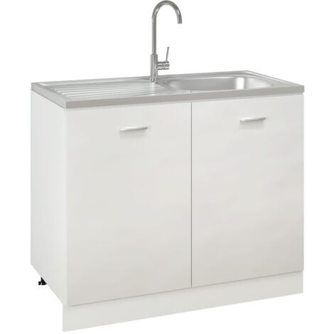 Lavello da Cucina una Vasca Design Moderno e Scolapiatti Argento  1000x500x155 mm in Acciaio ITD15290