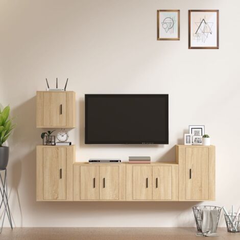 Set di 5 Mobile Porta TV Mobile da soggiorno Rovere Sonoma in Legno  Multistrato ITD36974