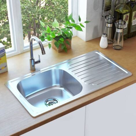 Lavello da Cucina una Vasca Design Moderno con Filtro e Sifone in