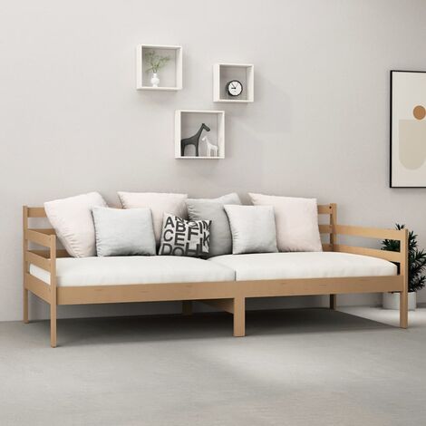 Letto Singolo Moderno Struttura Letto Divano Letto con Materasso 90x200 cm  Miele in Legno di Pino