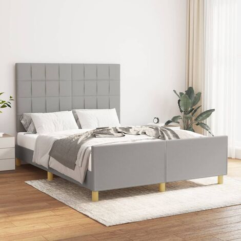 Letto Matrimoniale con Testiera Moderno Struttura Letto Giroletto Grigio  Chiaro 140x200 cm in Tessuto ITD73229