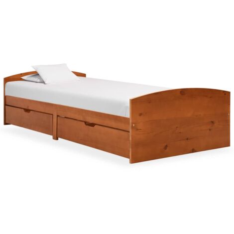 Struttura Letto per adulti,Telaio del letto,Giroletto Marrone Scuro in  Legno Massello di Pino 90x200