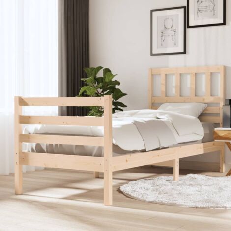 Letto Singolo Moderno Struttura Letto Giroletto in Legno Massello 90x190 cm  3FT Single ITD20894