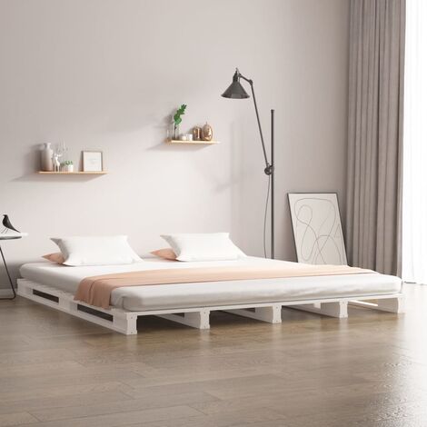 vidaXL Telaio Letto in Legno Massello di Pino 140x190 cm Nero