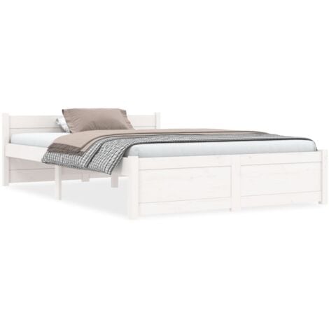 Letto matrimoniale Moderno Struttura Letto Giroletto Bianco in Legno  Massello 135x190 cm 4FT6 Double ITD56300