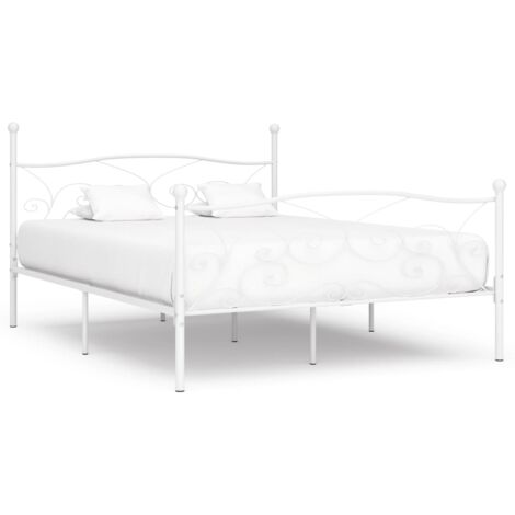 Struttura Letto Matrimoniale 180x200cm In Metallo - Rete Con Contenitore E Piedi 25cm, Montaggio Facile