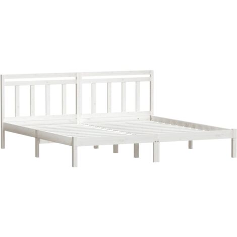 Letto matrimoniale Moderno Struttura Letto Giroletto Bianco in Legno  Massello 180x200 cm 6FT Super King ITD59346