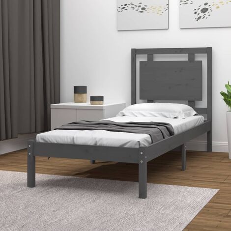 Letto Singolo Moderno Struttura Letto Giroletto Grigio Chiaro