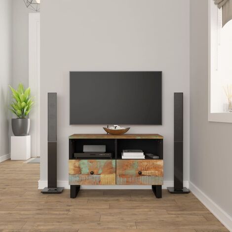 Mobile basso soggiorno porta TV stile INDUSTRIAL legno massello