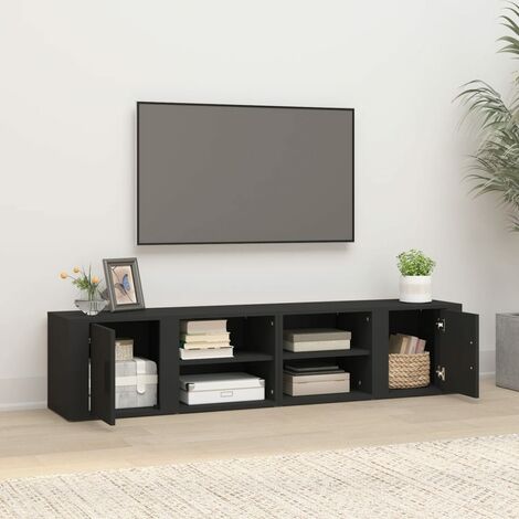 Mobile Porta TV 2 pz Mobile da soggiorno Nero 80x31,5x36 cm in Legno  Multistrato ITD36758