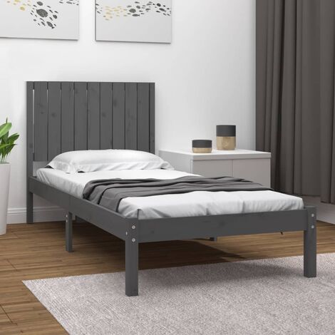 Letto Singolo Moderno Struttura Letto Giroletto Grigio Chiaro