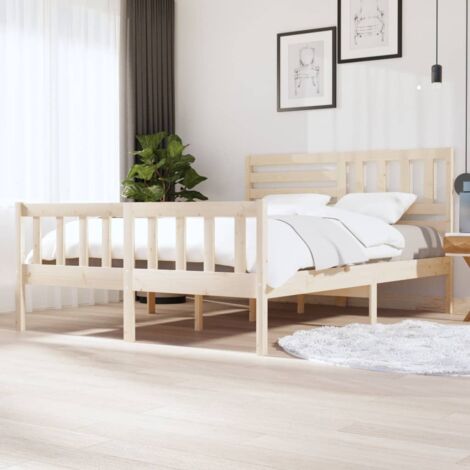 Letto Matrimoniale Moderno Struttura Letto Giroletto in Legno Massello  160x200 cm ITD27058