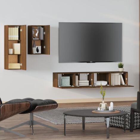Set Mobile Porta TV 4 pz Mobile da soggiorno Rovere Marrone in Legno  Multistrato ITD20365