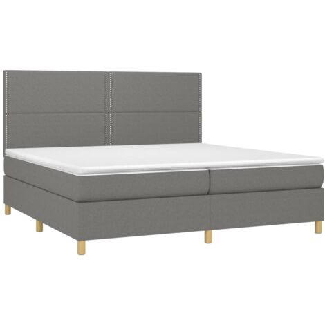 Letto matrimoniale Moderno Letto a Molle con Materasso Giroletto Grigio  Chiaro 200x200cm Tessuto ITD76014